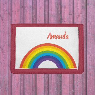 Bright Fun Rainbow  Personalized Trifold Wallet