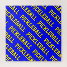 Bright Fun Vivid Yellow Blue Tiled PICKLEBALL Text