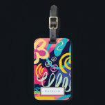 Bright Funky 1980s Retro Pattern with Name Luggage Tag<br><div class="desc">This funky colorful patterned monogrammed bag tag will be the perfect to recognize your luggage easily when it comes around the luggage carousel.</div>