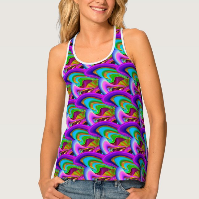 Bright funny fish,fantasy characters animal  tank top (Front)