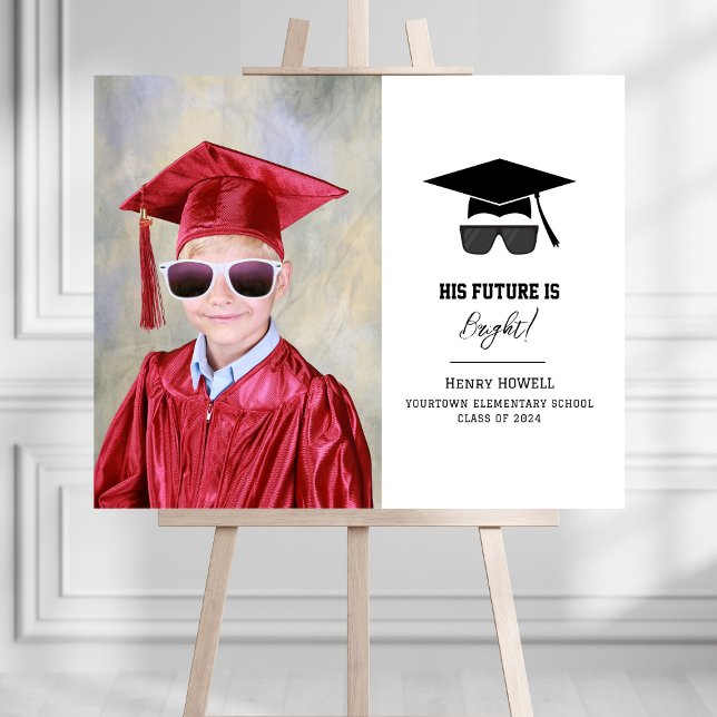 Bright Future Boy Photo Graduation Announcement Foam Board (Creator Uploaded)
