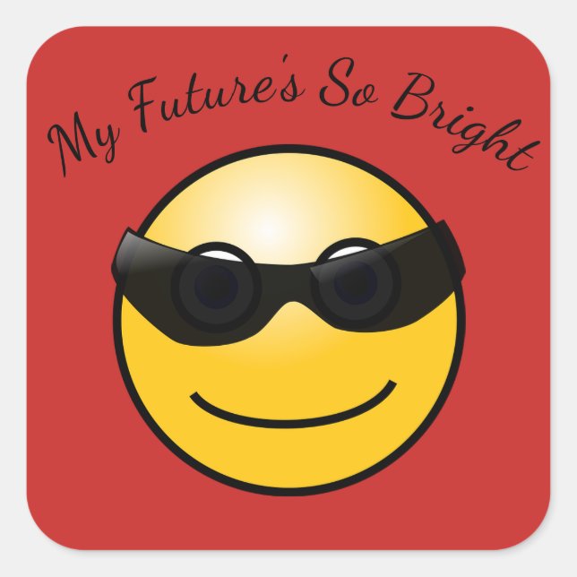 Bright Future Funny Emoji in Sunglasses Sticker (Front)