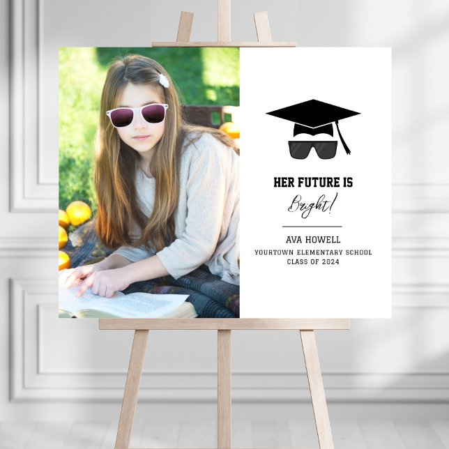 Bright Future Girl Photo Graduation Announcement Foam Board (Creator Uploaded)