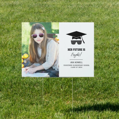Bright Future Girl Photo Graduation Announcement Sign