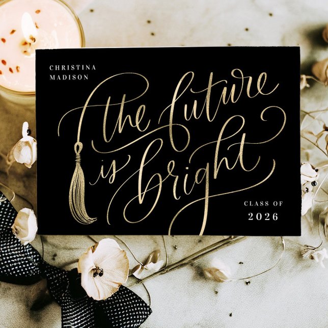 Bright Future Gold Foil Graduation Invitation Card (Creator Uploaded)