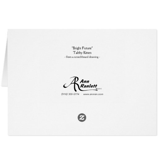 "Bright Future" Kitten Card - White Background (Back Horizontal)