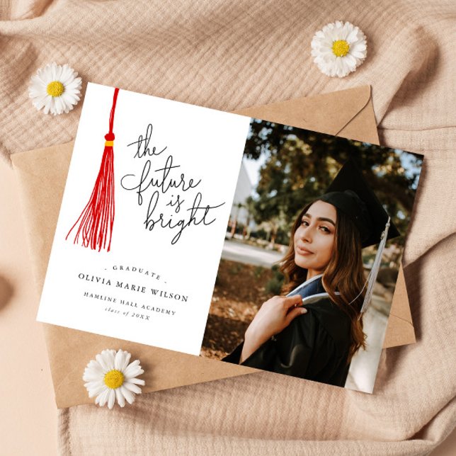 Bright Future Red Tassel Graduation Announcement (Creator Uploaded)