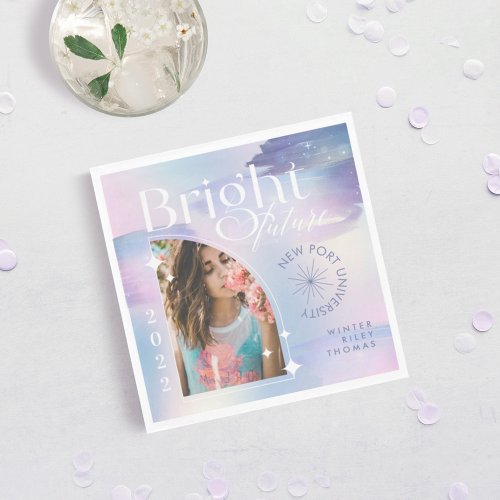 Bright Future Starry Iridescent Pastel Grad Photo  Napkins