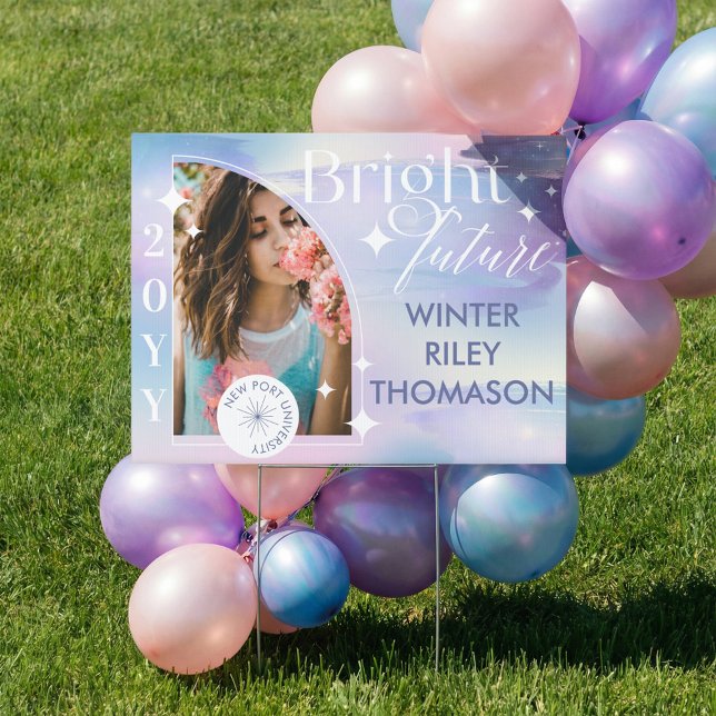 Bright Future Starry Iridescent Pastel Grad Photo  Sign (Bright Future Starry Iridescent Pastel Grad Photo Sign)