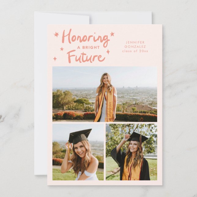 Bright Future Stars Multi Photo Peach Grad Announcement (Front)