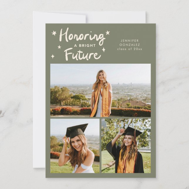 Bright Future Stars Multi Photo Sage Green Grad Announcement (Front)