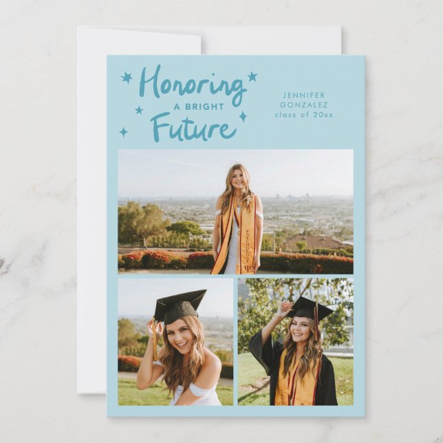 Bright Future Stars Multi Photo Turquoise Grad Announcement (Front)