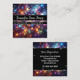 Bright Galaxy Nebula Glitter Sparkling Stars     Square Business Card