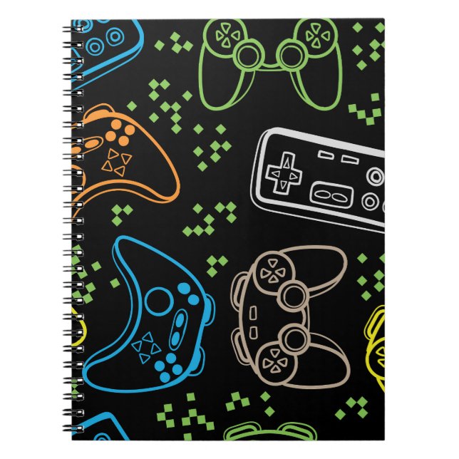 Bright gaming joysticks: cool pattern. notebook (Front)