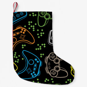 Bright gaming joysticks: cool pattern. small christmas stocking