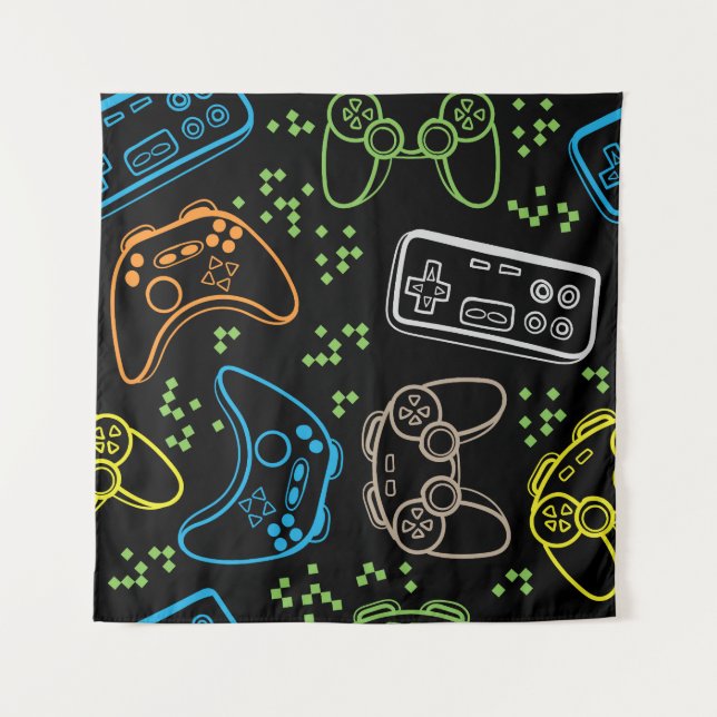 Bright gaming joysticks: cool pattern. tapestry (Front)