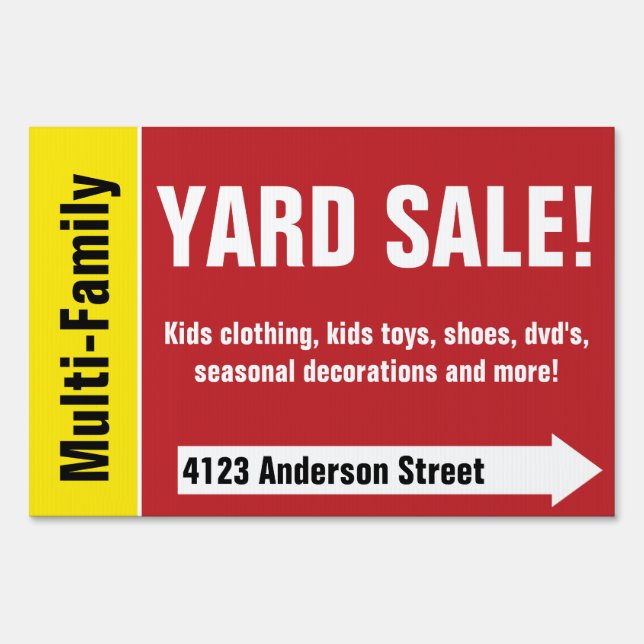 Bright Garage Yard Moving Estate Sale Garage Sign (Front)