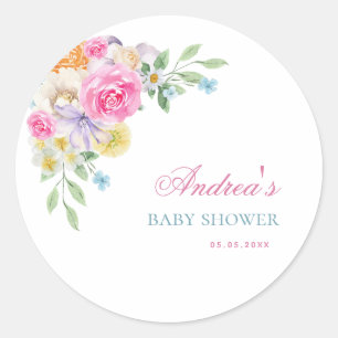 Bright Garden Floral Spring Summer Baby Shower Classic Round Sticker