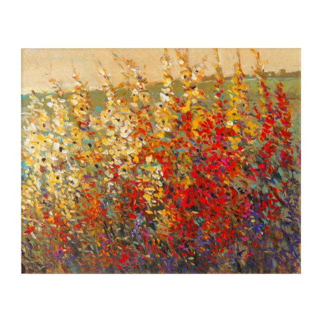 Bright Garden Mural of Spring Wildflowers Acrylic Print (Front)