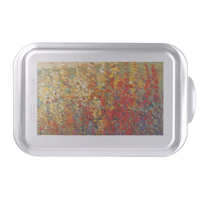 Bright Garden Mural of Spring Wildflowers Cake Pan (Front)