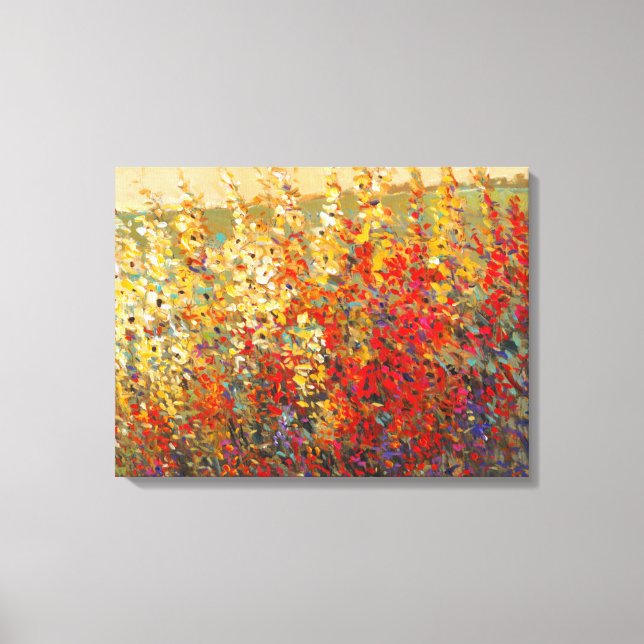 Bright Garden Mural of Spring Wildflowers Canvas Print (Front)