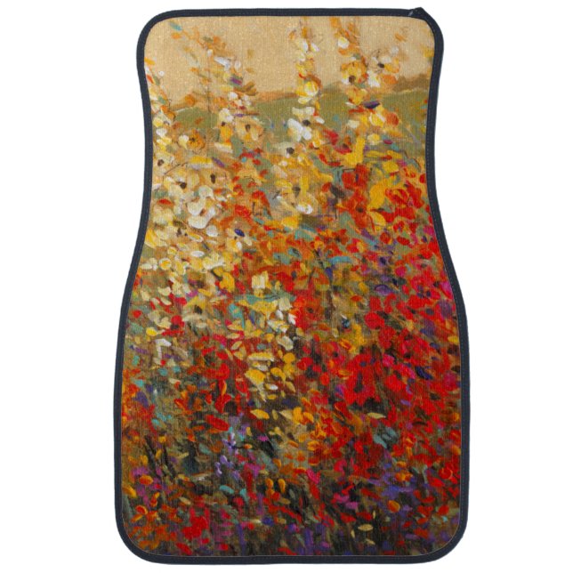 Bright Garden Mural of Spring Wildflowers Car Floor Mat (Front)
