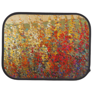 Bright Garden Mural of Spring Wildflowers Car Mat