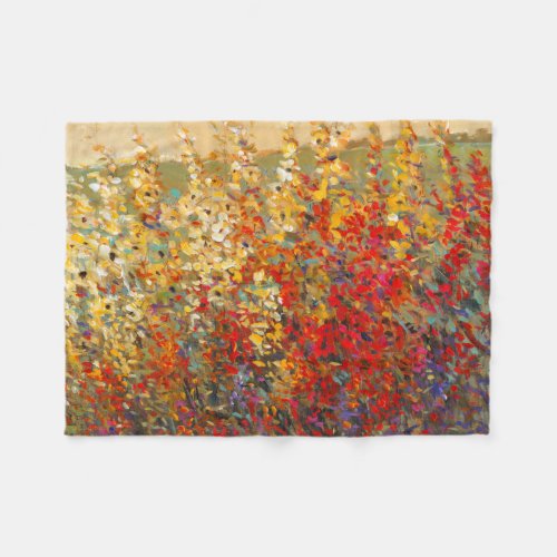 Bright Garden Mural of Spring Wildflowers Fleece Blanket