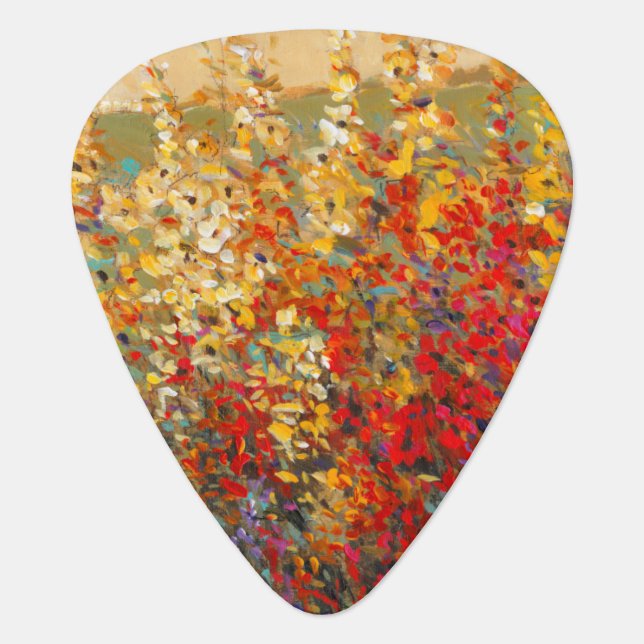 Bright Garden Mural of Spring Wildflowers Guitar Pick (Front)