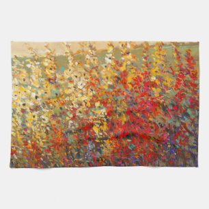 Bright Garden Mural of Spring Wildflowers Kitchen Towel