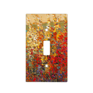 Bright Garden Mural of Spring Wildflowers Light Switch Cover