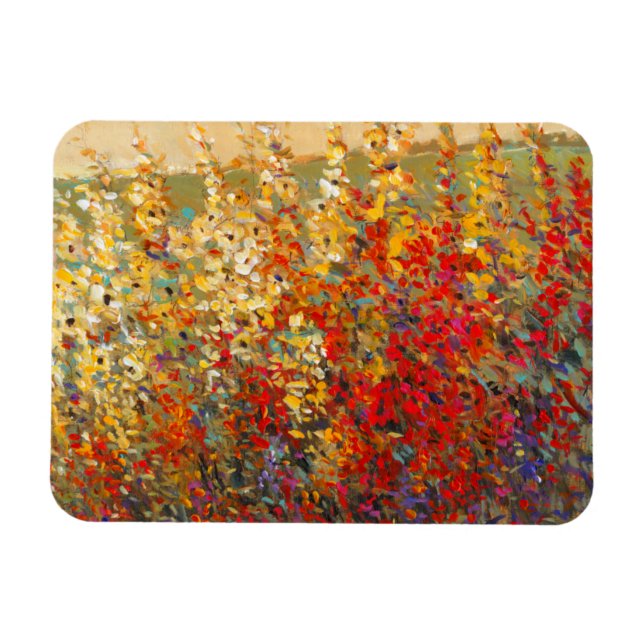 Bright Garden Mural of Spring Wildflowers Magnet (Horizontal)