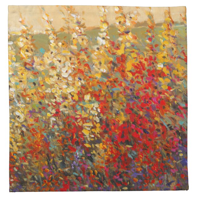 Bright Garden Mural of Spring Wildflowers Napkin (Front)