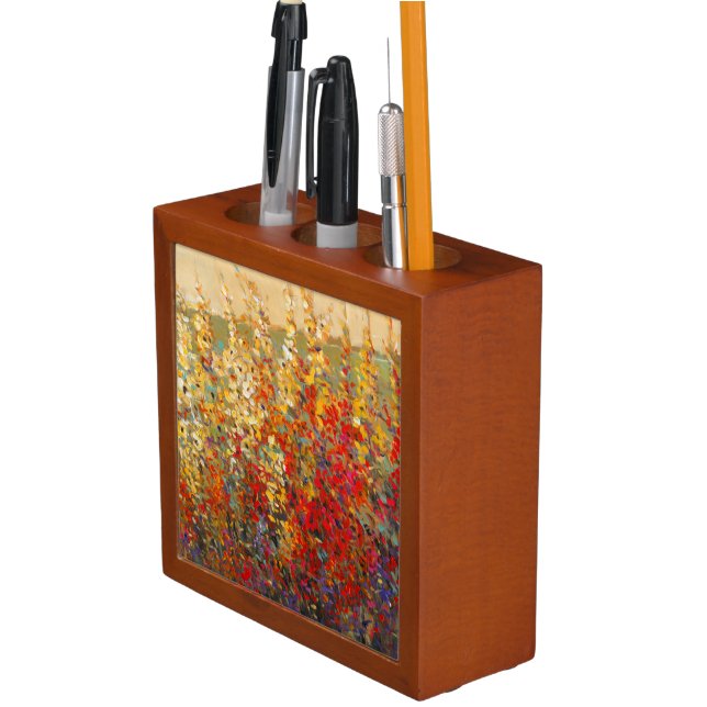 Bright Garden Mural of Spring Wildflowers Pencil Holder (In Situ)