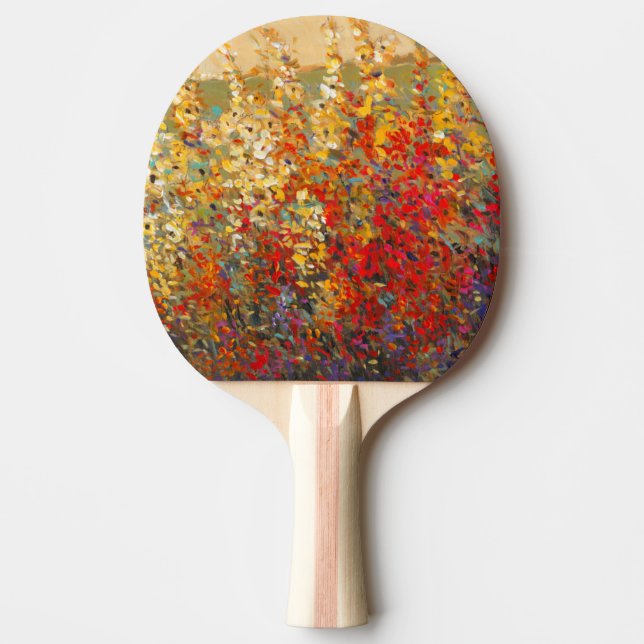 Bright Garden Mural of Spring Wildflowers Ping-Pong Paddle (Front)