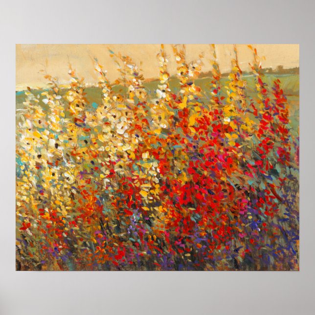 Bright Garden Mural of Spring Wildflowers Poster (Front)