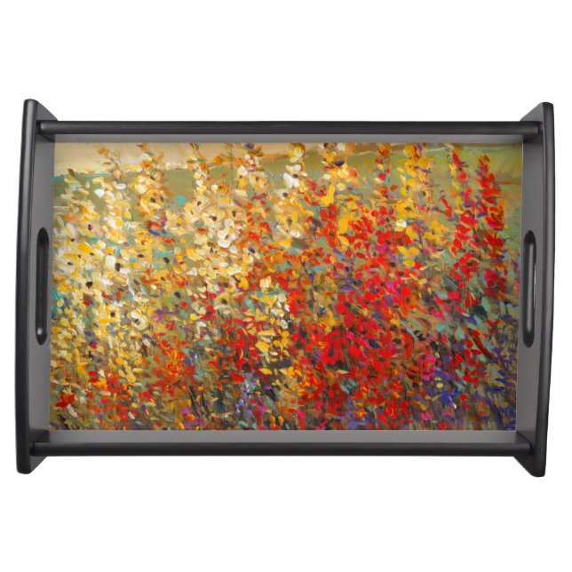 Bright Garden Mural of Spring Wildflowers Serving Tray (Front)