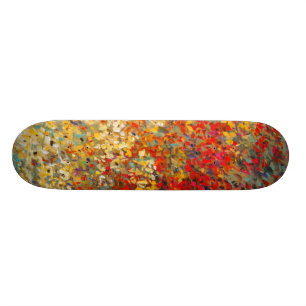 Bright Garden Mural of Spring Wildflowers Skateboard Deck