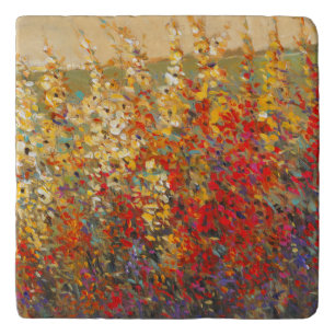 Bright Garden Mural of Spring Wildflowers Trivet