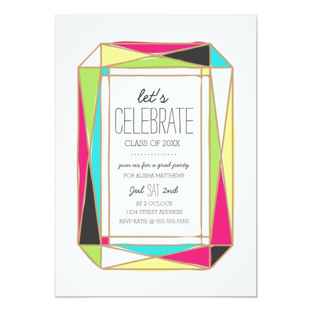 Bright Gem Grad Party Card