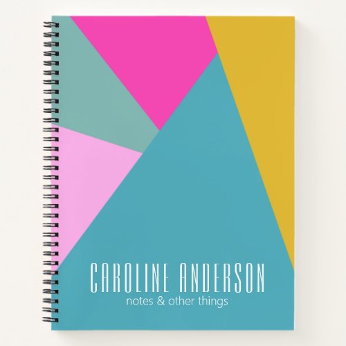 Bright Geometric Art  Turquoise Personalized Name Notebook