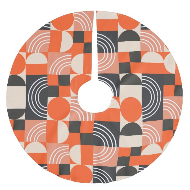 Bright geometric color block pattern. brushed polyester tree skirt (Front)