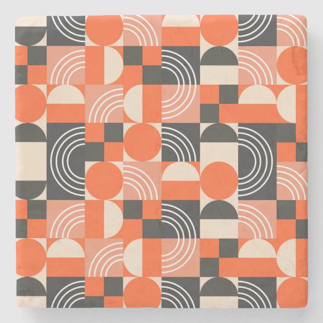 Bright geometric color block pattern. stone coaster (Front)