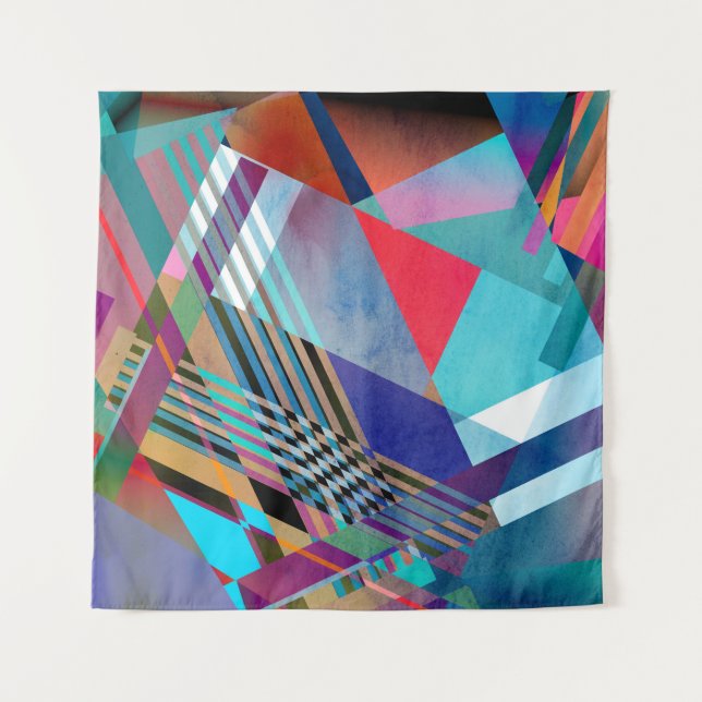 Bright Geometric: Colorful Abstract Background Tapestry (Front)