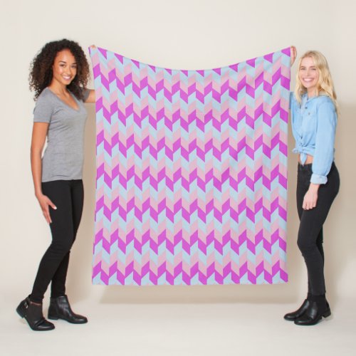 Bright Geometric Colorful Pink Aqua Pattern Fleece Blanket