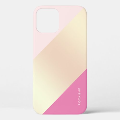Bright geometric copper gold light and hot pink iPhone 12 case