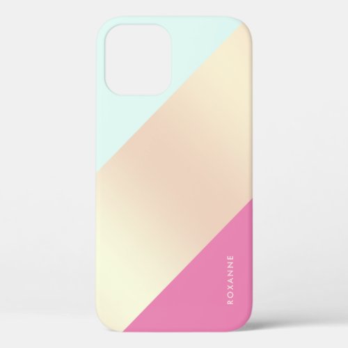 Bright geometric copper gold mint green hot pink iPhone 12 case