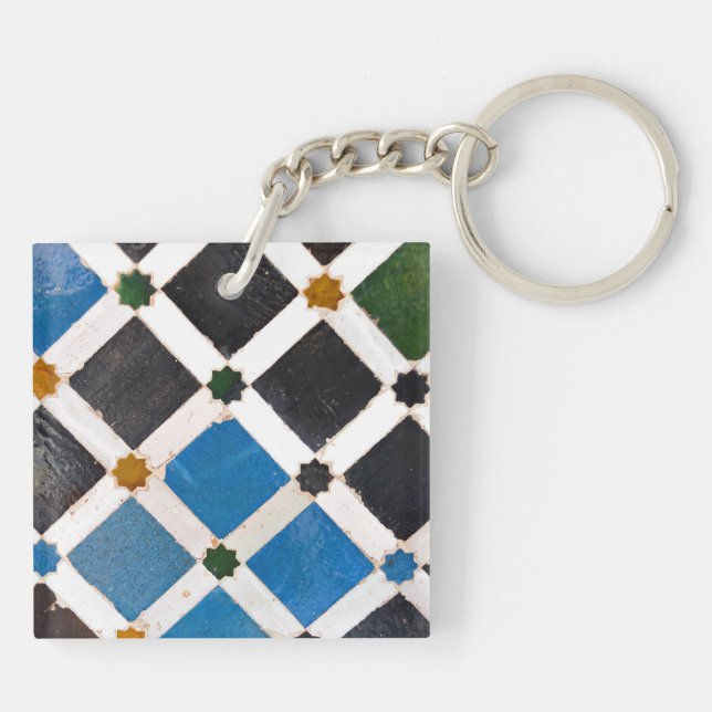 Bright Geometric Moroccan Pattern Keychain (Back)