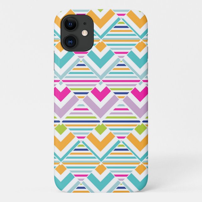 Bright Geometric Pastel Rainbow Pattern Case-Mate iPhone Case (Back)