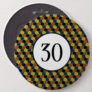 Bright Geometric Pattern, Modern Birthday Party Button